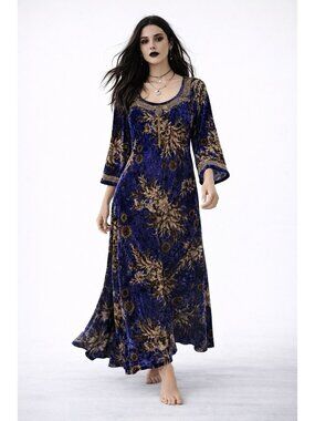 ARTISAN MADE goth witchycore emo dress XL dark bohemian ethereal beaded velour
